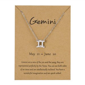 Girly Strieborný náhrdelník Zodiac Znamenia: Blíženec N33/GEMINI