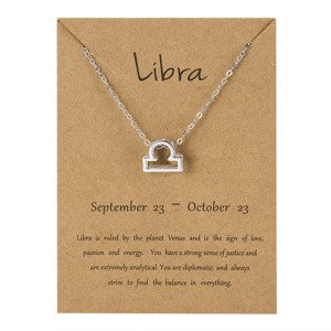 Girly Strieborný náhrdelník Zodiac Znamenia: Váhy N33/LIBRA