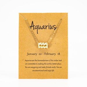 Girly Zlatý náhrdelník Zodiac Znamenia: Vodnár NL08/AQUARIUS