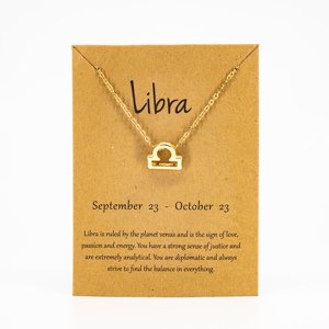 Girly Zlatý náhrdelník Zodiac Znamenia: Váhy NL08/LIBRA