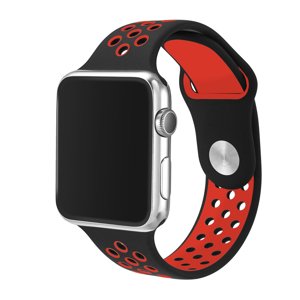 Bomba Športový silikónový remienok pre Apple Watch Veľkosť ciferníka Apple watch: 38/40/41mm, Farba remienku: Čierna - červená SN10-38_41MM-BLACK_RED