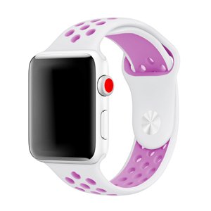 Bomba Športový silikónový remienok pre Apple Watch Veľkosť ciferníka Apple watch: 38/40/41mm, Farba remienku: Biela - fialová SN10-38_41MM-WHITE_PURP…