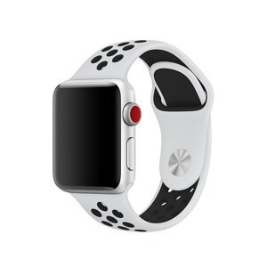 Bomba Športový silikónový remienok pre Apple Watch Veľkosť ciferníka Apple watch: 42/44/45mm, Farba remienku: Biela - čierna SN10-42_45MM-WHITE_BLACK