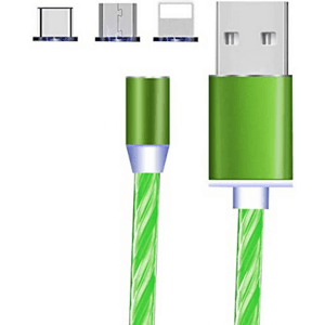 Bomba LED svietiaci magnetický USB kábel 3v1 pre iPhone/Android 1M Farba: Zelená STL081_GREEN