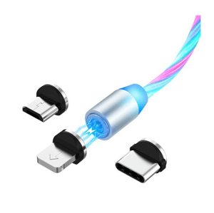 Bomba LED svietiaci magnetický USB kábel 3v1 pre iPhone/Android 1M Farba: Multi - farebný STL081_MULTICOLOR