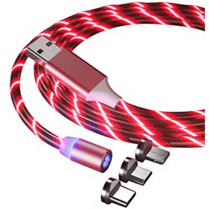 Bomba LED svietiaci magnetický USB kábel 3v1 pre iPhone/Android 1M Farba: Červená STL081_RED