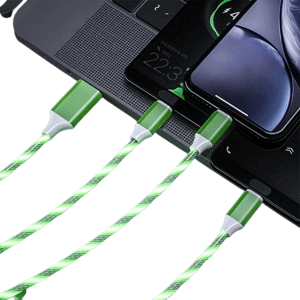 Bomba LED svietiaci rýchlonabíjací + data USB kábel 3v1 pre iPhone/Android 1,2M Farba: Zelená STY082_GREEN