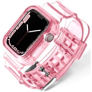Bomba Silikónový remienok s ochranným púzdrom pre Apple Watch Farba: Ružová, Veľkosť ciferníka Apple watch: 38/40/41mm TC002_PINK-38_40MM