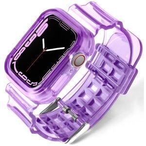 Bomba Silikónový remienok s ochranným púzdrom pre Apple Watch Farba: Fialová, Veľkosť ciferníka Apple watch: 42/44/45mm TC002_PURPLE-42_44MM