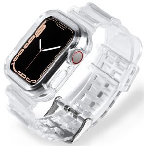 Bomba Silikónový remienok s ochranným púzdrom pre Apple Watch Farba: Biela, Veľkosť ciferníka Apple watch: 42/44/45mm TC002_TRANSPARENT-42_44MM