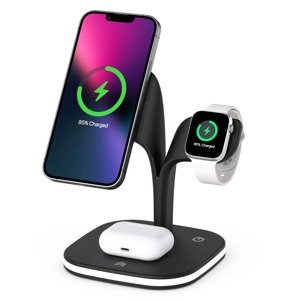 Bomba Dizajnová stolná Qi 5v1 nabíjačka pre Apple s LED svetlom UD22 Farba: Čierna UD22_BLACK