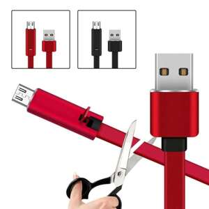 Bomba Nezničiteľný rýchlonabíjací obnoviteľný USB kábel 1,5M - Android/iPhone Farba: Červená, USB Konektor: Micro USB (Android) W23_RED-MICRO_USB