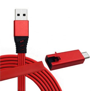 Bomba Nezničiteľný rýchlonabíjací obnoviteľný USB kábel 1,5M - Android/iPhone Farba: Červená, USB Konektor: Type-C (Android) W23_RED-TYPE-C