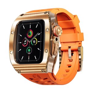ROZBALENE ShellBox Vodotesné Ochranné Puzdro IP68 s Remienkom - Apple Watch 7 / 8 / 9 (45mm) - Ružovo Zlaté XKF2336948