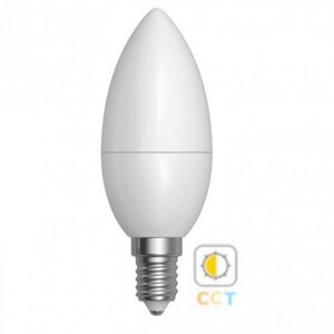 CCT LED lampa, žiarovka, sviečka, E14, 4 Watt, stmievateľná, nastaviteľný biely odtieň, LEDISSIMO