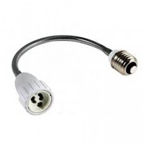 Adaptér na objímku lampy, s flexibilným predĺžením (20 cm), E27-GU10