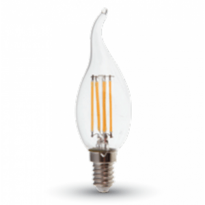 LED žiarovka ,  vláknový efekt , filament , plameň , sviečka , pätica E14 , 4W , 300° , teplá biela ,