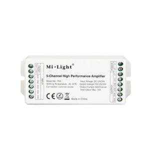 Zosilňovač signálu , RGB-CCT pásikov , 180 W , 5 kanálový , 5x6 Amper , Mi-Light