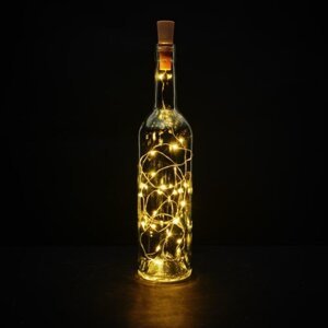 LED svetelný záves, do interiéru, 20 kusov LED, teplá biela, uzáver na fľašu vína, na batérie