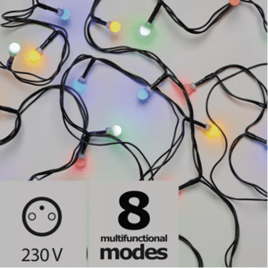LED svetelný reťazec, vnútorný/vonkajší, cherry, 200 LED, 20 m, viacfarebný, 8 programov, IP44