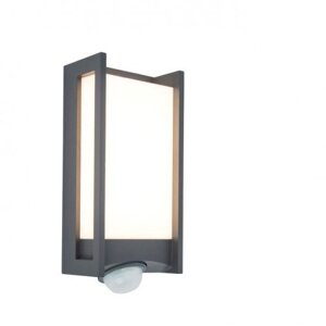 LED svietidlo, bočné, 13 W, teplá biela, čierne, vonkajšie, so senzorom pohybu, IP54, LUTEC, QUBO