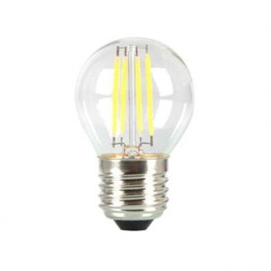 LED žiarovka vláknový efekt , filament , malá guľatá , pätica E27 ,G45 , 4 W , teplá biela ,