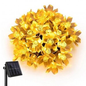 LED sveteľná reťaz , vonkajšia , solárna , čerešňový kvietok , 50 LED , 5 m , teplá biela