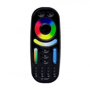 RGB-CCT, farebný a biely diaľkový ovládač, nastavenie chromatickosti, stmievač, 4 skupina (zóna), group control, čierne, Mi-Light