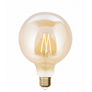 LED lampa , žiarovka , efekt vlákna , filamentová , guľa , E27 objímka , G125 , 7.5W , stmievateľné , CCT , LUTEC CONNECT