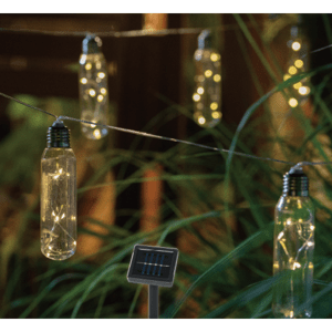 LED sveteľný reťaz , solárna , 8 ks , vintage , retro , teplá biela , vonkajšia , IP44