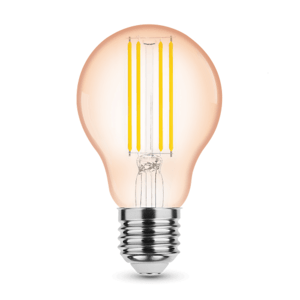 LED žiarovka , vláknový efekt , filament , pätica E27 , A60 , Edison , 4 W , teplá biela , 1800K , jantárová žltá , Modee