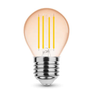 LED žiarovka , vláknový efekt , filament , pätica E27 , G45 , Edison , 4 W , teplá biela , 1800K , jantárová žltá , Modee