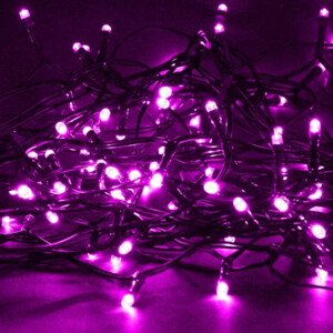 LED svetelný záves, vonkajšie použitie, solárne napájaný, 50 kusov LED, 5 m, ružová, IP44