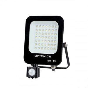 LED reflektor , 30 W , Ultra Slim , SMD , pohybový senzor , studená biela , čierny kryt , IP65 , Optonica
