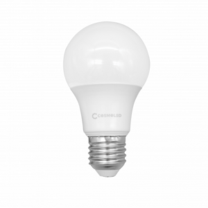 LED lampa, žiarovka, hruška, objímka E27, 9W, studená biela, A60, COSMOLED