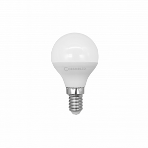 LED svietidlo, žiarovka, guľa, objímka E14, 3W, studená biela, COSMOLED