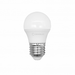 LED lampa, žiarovka, malá guľa , objímka E27, 3W, studená biela, COSMOLED