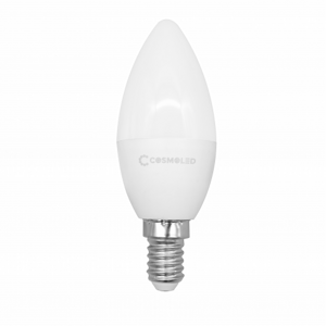 LED svietidlo, žiarovka, sviečka, objímka E14, 6W, studená biela, COSMOLED