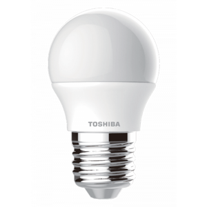 LED svietidlo , žiarovka , malá guľatá , E27 pätica , 7 Watt , 180° , studená biela, TOSHIBA , 5 rokov záruky