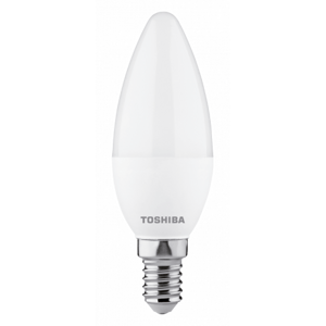 LED svietidlo , žiarovka , sviečka , E14 pätica , 5 Watt , 240° , studená biela , stmievatelné , TOSHIBA , 5 ročnou zárukou