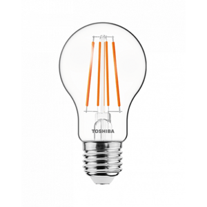 LED svietidlo , žiarovka , vláknový efekt , filament , E27 pätica , 7 Watt , teplá biela , TOSHIBA , 5 rorkov záruky
