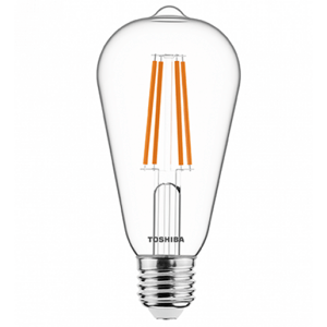 LED svietidlo , žiarovka , vláknový efekt , filament , E27 pätica , ST64 , 7 Watt , stmievatelná , teplá biela , TOSHIBA , 5 rokov záruky