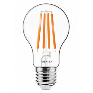 LED svietidlo , žiarovka , vláknový efekt , filament , E27 pätica , A60 , 11 Watt , stmievatelná , teplá biela , TOSHIBA , 5 rokov záruky