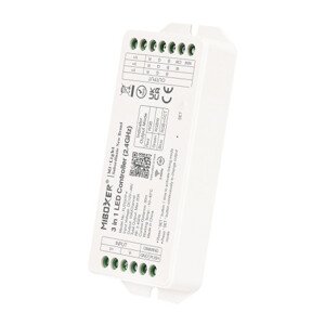 Univerzálny skupinový (zónový) ovládač, 3v1, RGB / RGBW / RGB-CCT, stmievateľný, skupinové ovládanie, SMART, Max 20A, RF, Miboxer (Mi-Light), FUT037P+