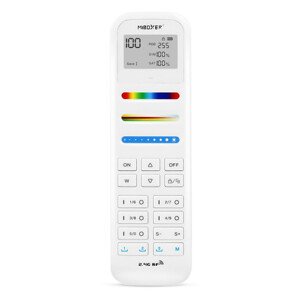 RGB-CCT, farebný a biely diaľkový ovládač, nastaviteľný odtieň bielej, stmievateľný, 100 zón, Miboxer (Mi-Light), FUT100