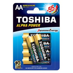 Ceruzová batéria AA (LR6), 1,5 Volt, 6 kusov, odolná, batéria, Alpha Power, TOSHIBA