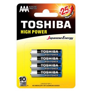 Ceruzová batéria AAA (LR03), 1,5 Volt, 4 kusy, odolná, batéria, High Power, TOSHIBA