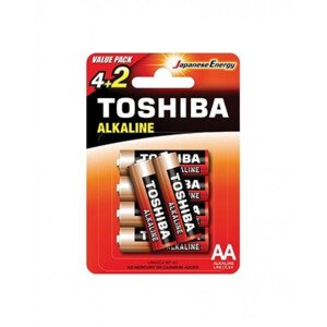 Ceruzová batéria AA (LR6), 1,5 Volt, 6 kusov, odolná, batéria, Red Alkaline , TOSHIBA