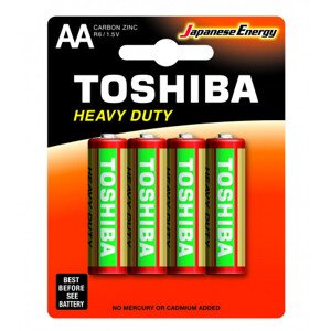 Ceruzová batéria AA (LR6), 1,5 Volt, 4 kusy, odolná, batéria, Heavy Duty, TOSHIBA