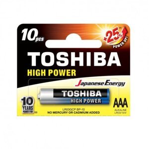 Ceruzová batéria AAA (LR03), 1,5 Volt, 10 kusov, odolná, batéria, High Power, TOSHIBA